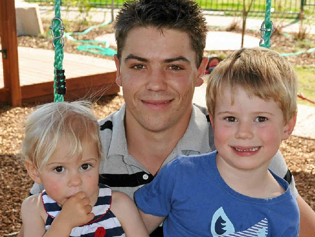 Justin Fraser with his kids Elizabeth, 2, and Harrison, 4. Justin Fraser with his kids Elizabeth, 2, and Harrison, 4.